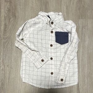Kids White and Blue Checkered Shirt